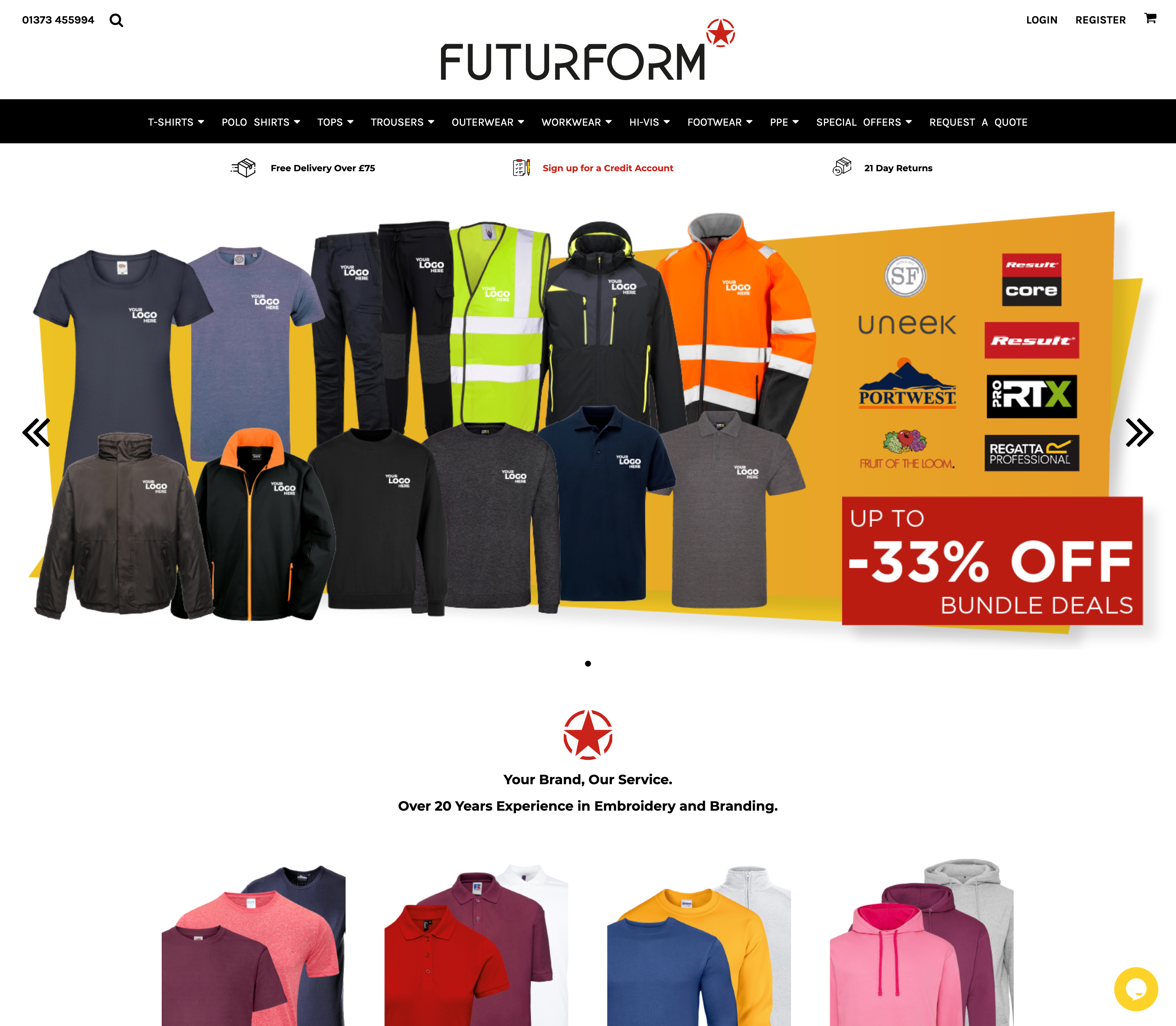 Screenshot of Futurform Workwear website